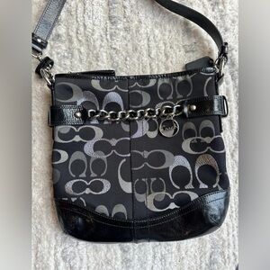 Coach Signature Black and Silver Crossbody Bag